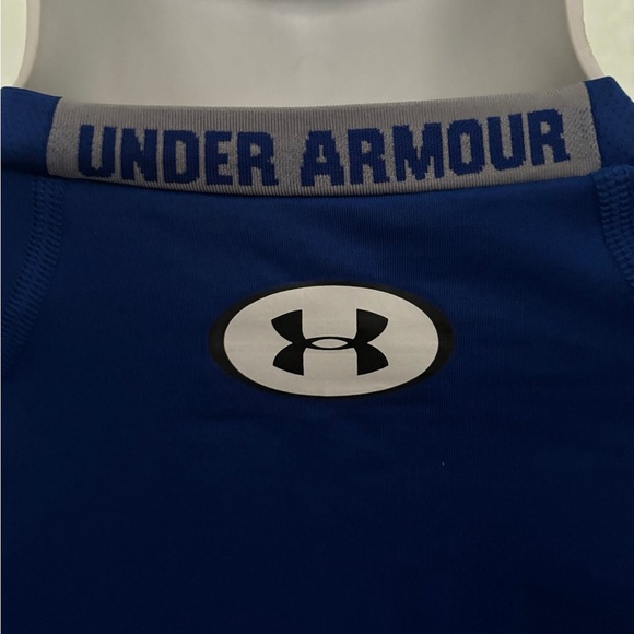 Under Armour UA Large L Blue Form Fit Compression Moisture Wick Logo Shirt NWT - Picture 4 of 8